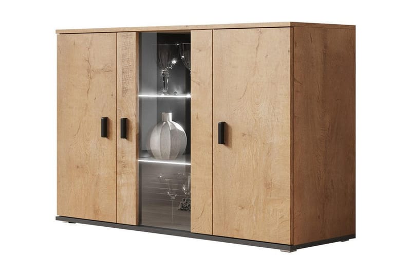 Soho Kommode 41x120 cm LED-belysning, Eik/Svart/Hvit