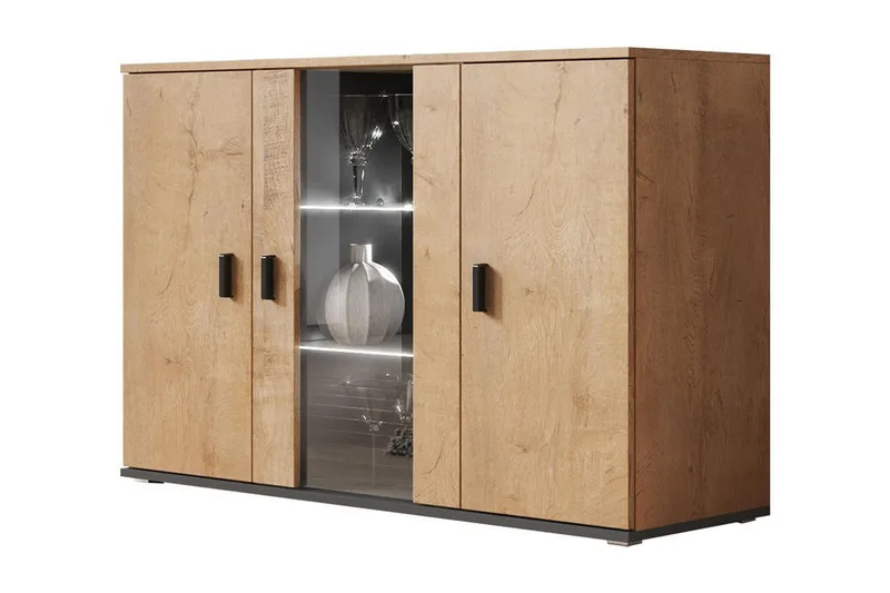 Soho Kommode 41x120 cm LED-belysning, Eik/Svart/Hvit