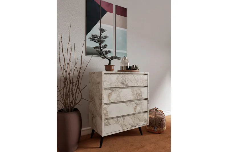 Suvera Kommode 70 cm - Hvit Marmor - Oppbevaring - Oppbevaringsmøbler - Kommode