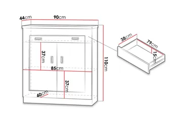Tadeusz Kommode 90x44x110 cm - Oppbevaring - Oppbevaringsmøbler - Kommode