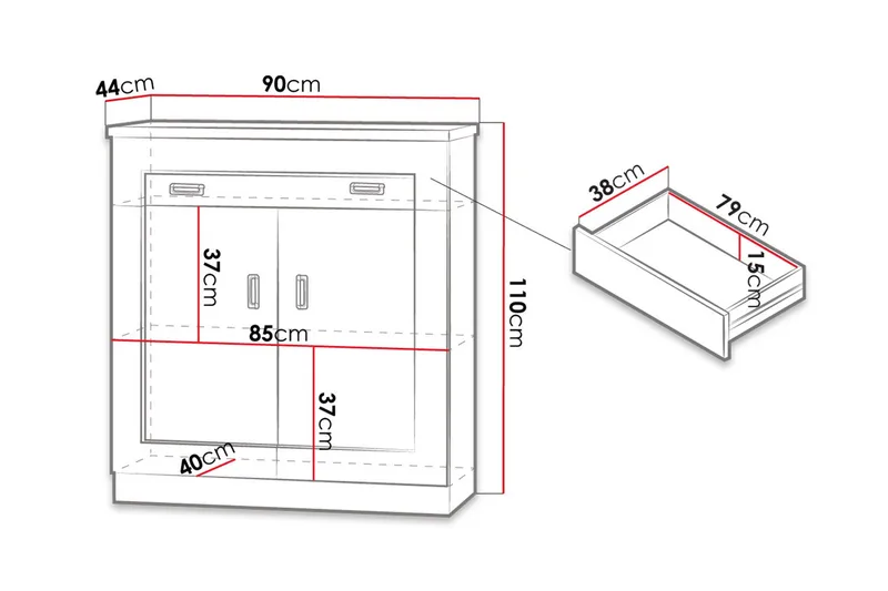 Tadeusz Kommode 90x44x110 cm - Oppbevaring - Oppbevaringsmøbler - Kommode