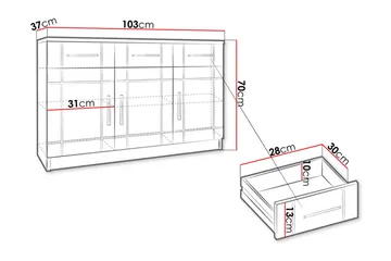 Valga Kommode 37x104 cm - Natur/Grå - Oppbevaring - Oppbevaringsmøbler - Kommode