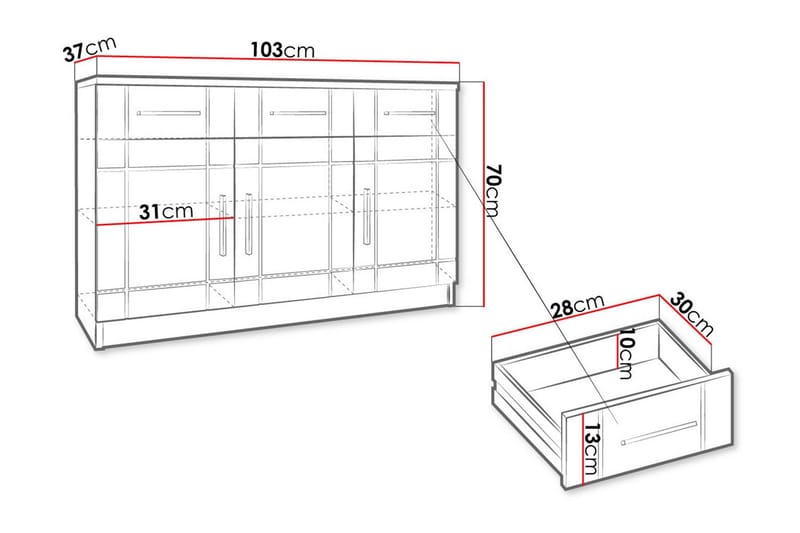 Valga Kommode 37x104 cm - Natur/Grå - Oppbevaring - Oppbevaringsmøbler - Kommode