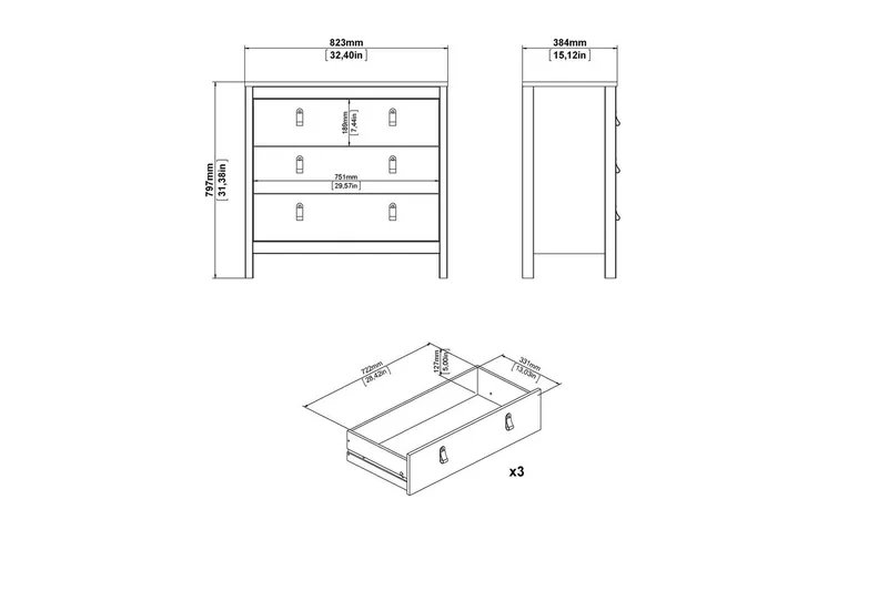 Vallvidera Kommode 82 cm - Beige - Oppbevaring - Oppbevaringsmøbler - Kommode