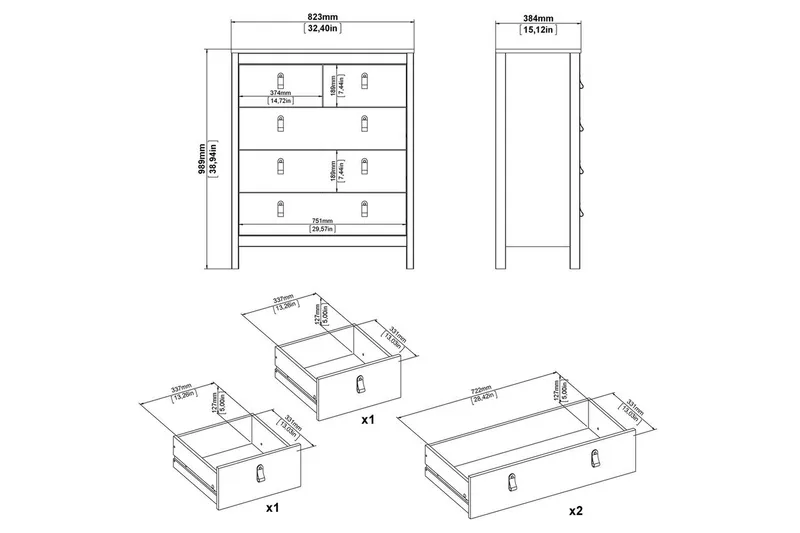 Vallvidera Kommode 82 cm - Hvit - Oppbevaring - Oppbevaringsmøbler - Kommode