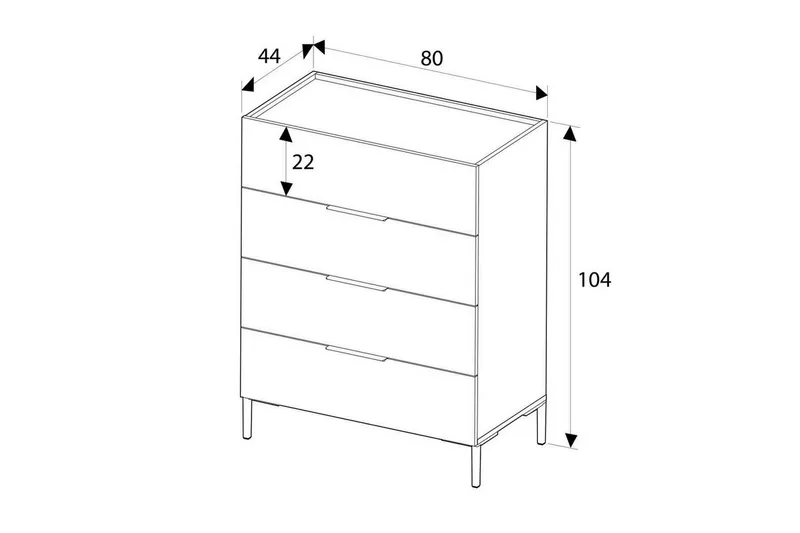 Vanlig kommode uten overskap Kommode Matul Hvit Vit - Oppbevaring - Oppbevaringsmøbler - Kommode
