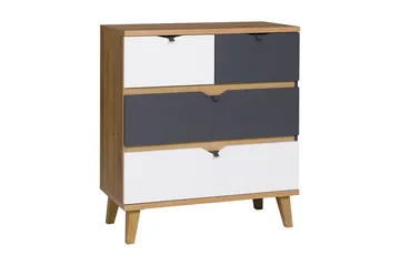 Vintra Kommode 81 cm - Hvit/Grå/Tre - Oppbevaring - Oppbevaringsmøbler - Kommode