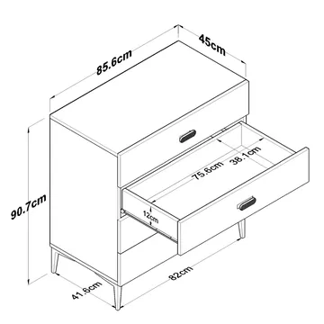 Kommode Wallxpert Cleo hylle (85,6 x 90,7 x 45 cm) Hvit - Hvit - Oppbevaring - Oppbevaringsmøbler - Kommode