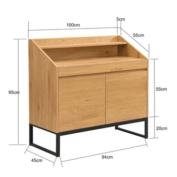 Walvik sekretær 100 cm i MDF med metallben - eikedekor / svart - Oppbevaring - Oppbevaringsmøbler - Kommode - Sektretær