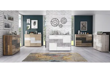 Waunifor Kommode 125 cm - Hvit/Grå - Oppbevaring - Oppbevaringsmøbler - Kommode