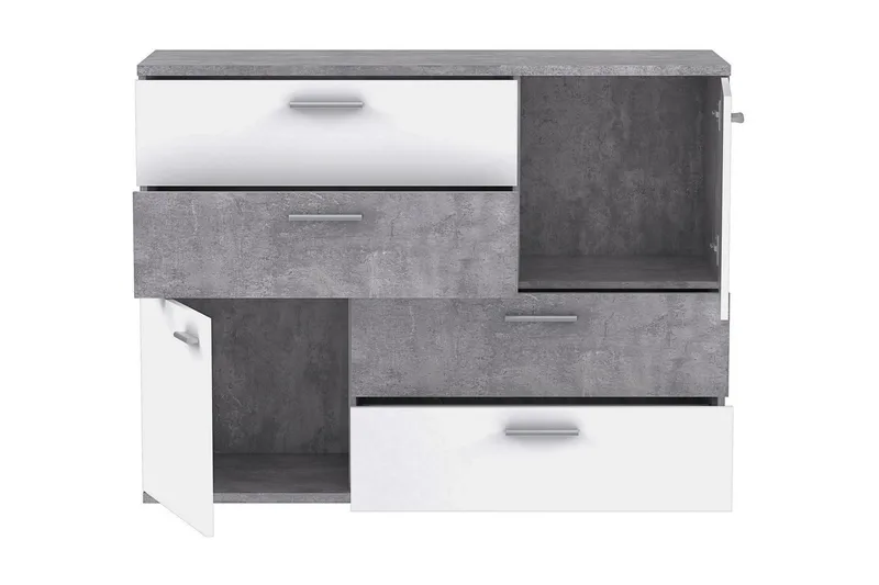 Waunifor Kommode 125 cm - Hvit/Grå - Oppbevaring - Oppbevaringsmøbler - Kommode