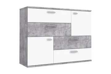 Waunifor Kommode 125 cm - Hvit/Grå - Oppbevaring - Oppbevaringsmøbler - Kommode