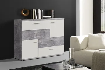 Waunifor Kommode 125 cm - Hvit/Grå - Oppbevaring - Oppbevaringsmøbler - Kommode