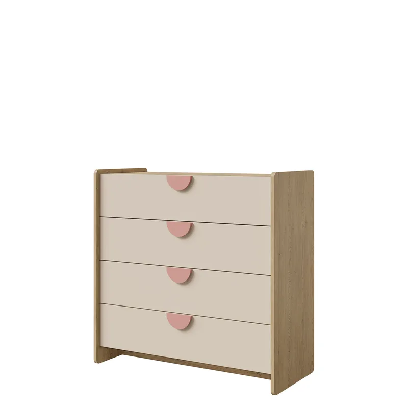 Zarek kommode 94 cm - brun, rosa og beige - Oppbevaring - Oppbevaringsmøbler - Kommode