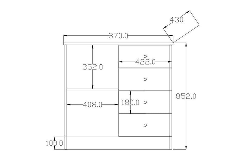 Zavira Kommode 87 cm - Matt Hvit - Oppbevaring - Oppbevaringsmøbler - Kommode