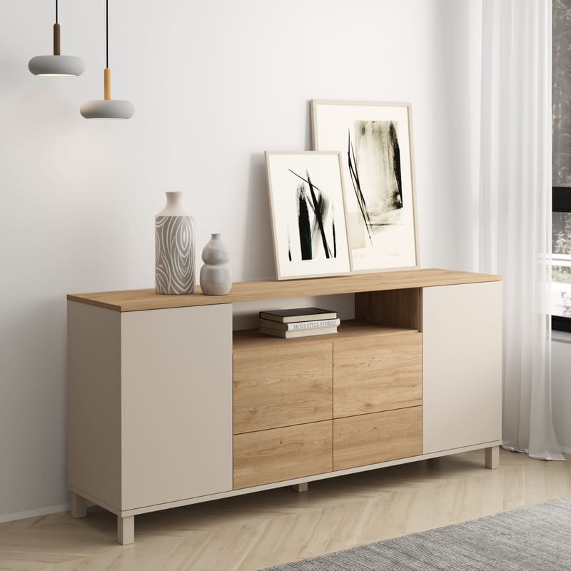 Konsollbord Hanah Home Mood (180 x 82,4 x 44,5 cm) Sand Oak - Sand eik - Oppbevaring - Oppbevaringsmøbler - Sideboard & skjenk