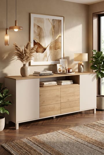 Konsollbord Hanah Home Mood (180 x 82,4 x 44,5 cm) Sand Oak - Sand eik - Oppbevaring - Oppbevaringsmøbler - Sideboard & skjenk