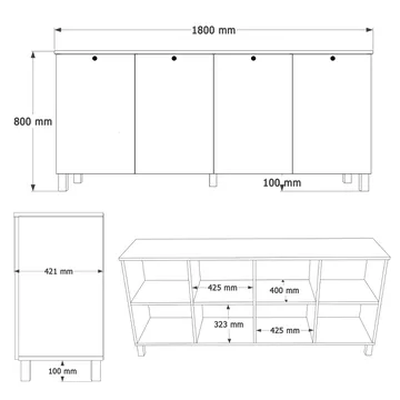 Konsollbord Hanah Home Nord (180 x 80 x 42,1 cm) White Oak - Hvit og eik - Oppbevaring - Oppbevaringsmøbler - Sideboard & skjenk