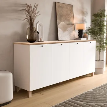 Konsollbord Hanah Home Nord (180 x 80 x 42,1 cm) White Oak - Hvit og eik - Oppbevaring - Oppbevaringsmøbler - Sideboard & skjenk
