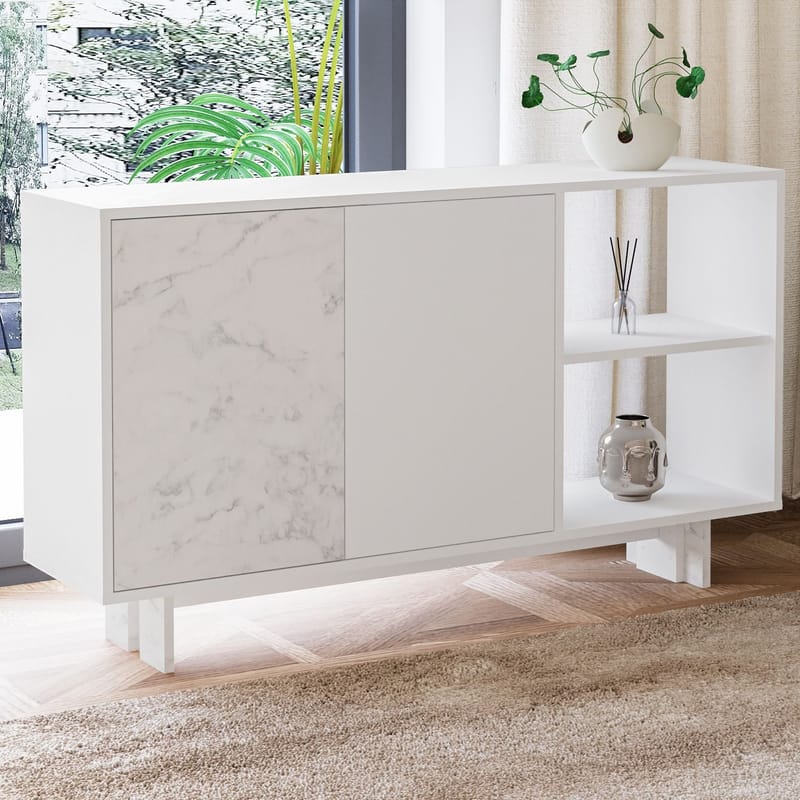 Konsollbord Homitis Ravello (140 x 80 x 35 cm) Hvit marmor - Oppbevaring - Oppbevaringsmøbler - Sideboard & skjenk