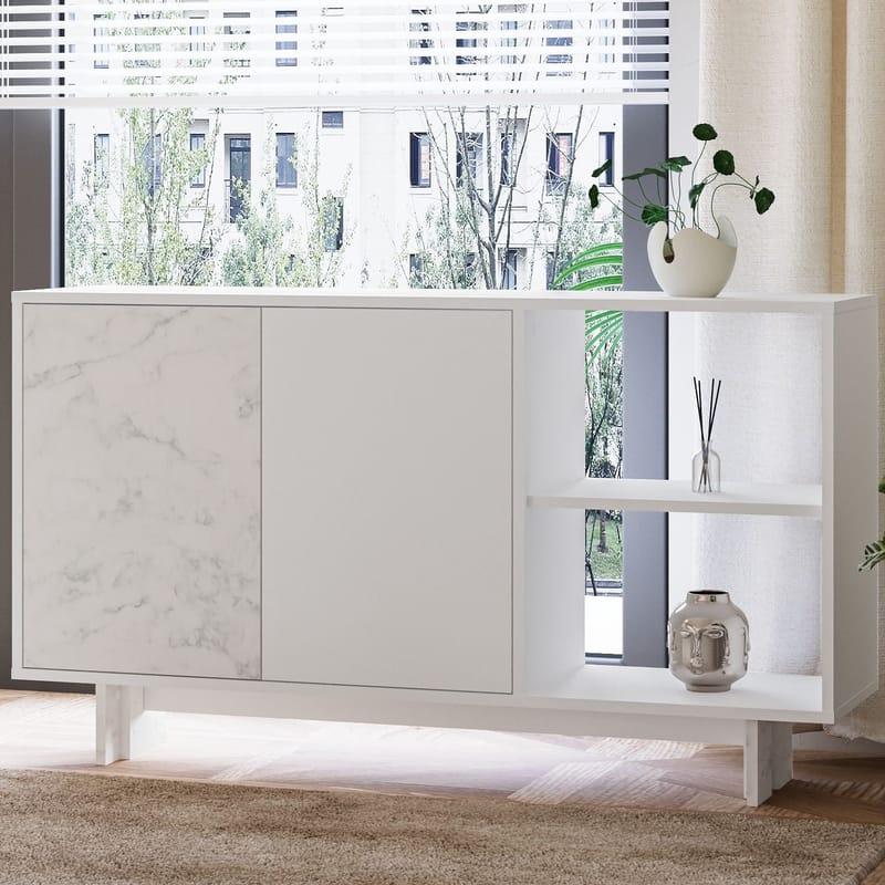 Konsollbord Homitis Ravello (140 x 80 x 35 cm) Hvit marmor - Oppbevaring - Oppbevaringsmøbler - Sideboard & skjenk