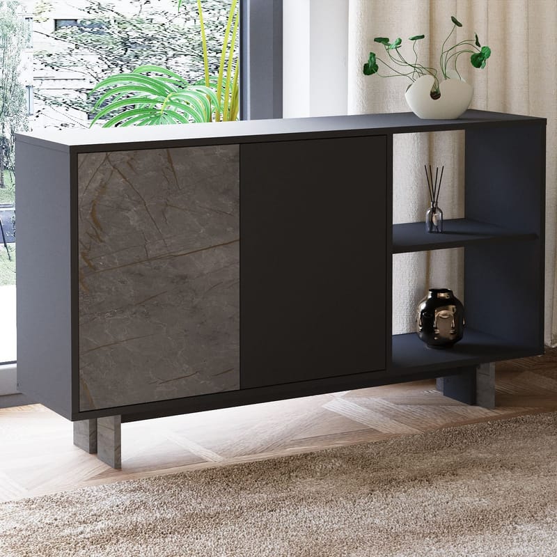Konsollbord Homitis Ravello (140 x 80 x 35 cm) Marmor antrasitt - Oppbevaring - Oppbevaringsmøbler - Sideboard & skjenk