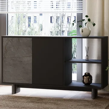 Konsollbord Homitis Ravello (140 x 80 x 35 cm) Marmor antrasitt - Oppbevaring - Oppbevaringsmøbler - Sideboard & skjenk