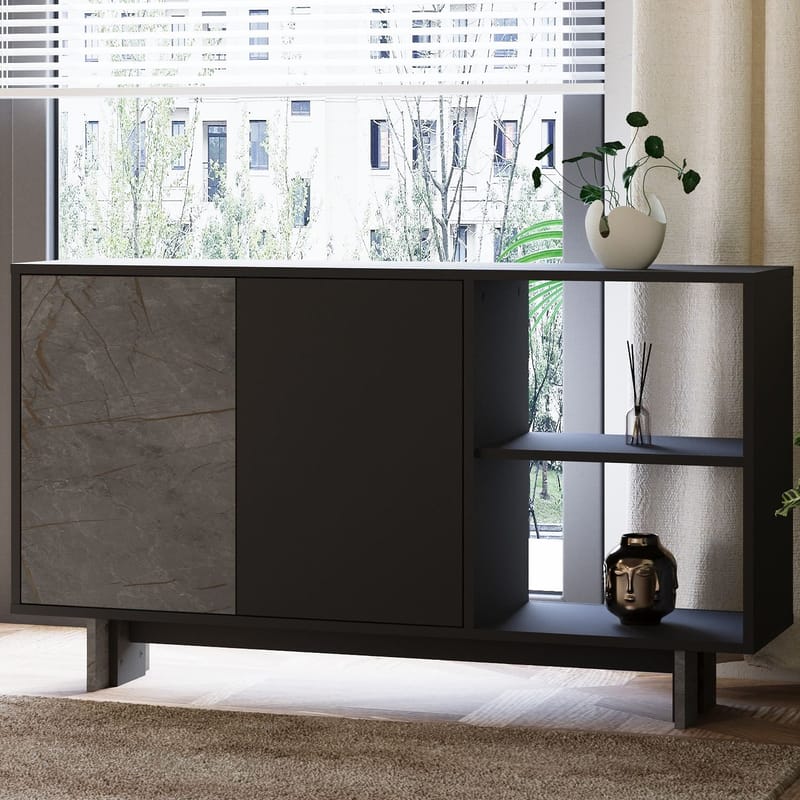 Konsollbord Homitis Ravello (140 x 80 x 35 cm) Marmor antrasitt - Oppbevaring - Oppbevaringsmøbler - Sideboard & skjenk