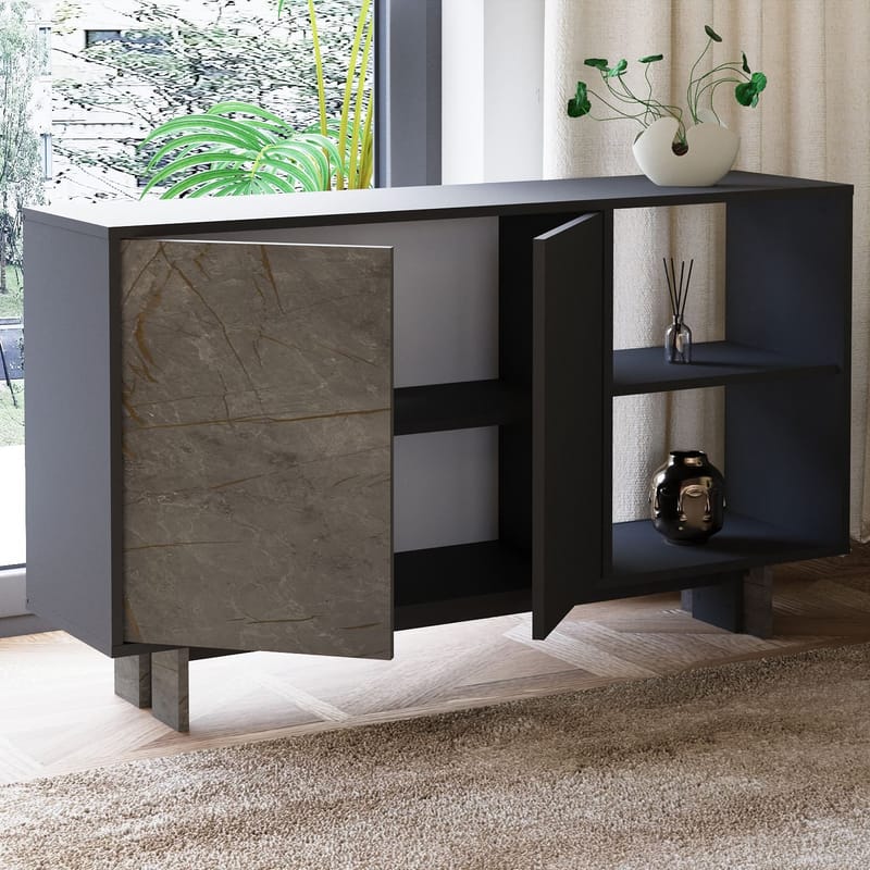Konsollbord Homitis Ravello (140 x 80 x 35 cm) Marmor antrasitt - Oppbevaring - Oppbevaringsmøbler - Sideboard & skjenk