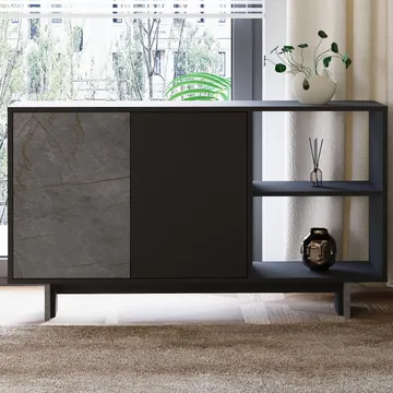 Konsollbord Homitis Ravello (140 x 80 x 35 cm) Marmor antrasitt - Oppbevaring - Oppbevaringsmøbler - Sideboard & skjenk