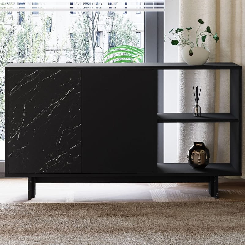 Konsollbord Homitis Ravello (140 x 80 x 35 cm) Svart marmor - Oppbevaring - Oppbevaringsmøbler - Sideboard & skjenk