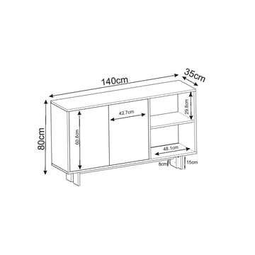 Konsollbord Homitis Ravello (140 x 80 x 35 cm) Varm eik safir-eik - Oppbevaring - Oppbevaringsmøbler - Sideboard & skjenk