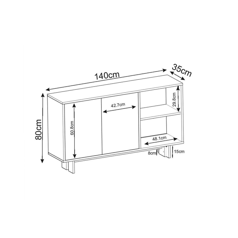 Konsollbord Homitis Ravello (140 x 80 x 35 cm) Varm eik safir-eik - Oppbevaring - Oppbevaringsmøbler - Sideboard & skjenk