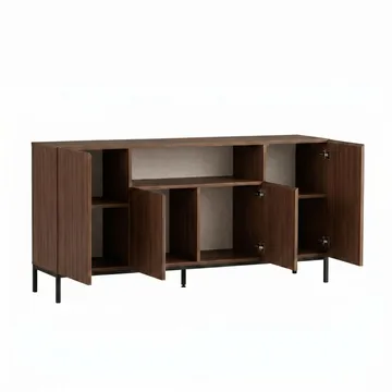Konsollbord Nordure Rialto (160 x 80 x 40 cm) Milano Valnøtt Svart - Milano valnøtt og svart - Oppbevaring - Oppbevaringsmøbler - Sideboard & skjenk