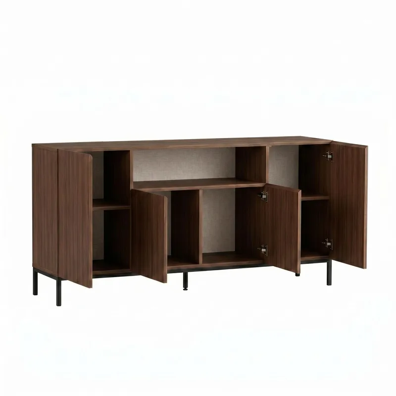 Konsollbord Nordure Rialto (160 x 80 x 40 cm) Milano Valnøtt Svart - Milano valnøtt og svart - Oppbevaring - Oppbevaringsmøbler - Sideboard & skjenk