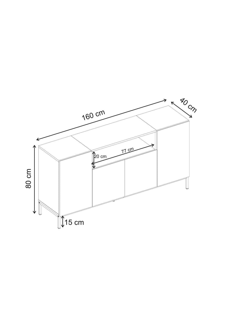 Konsollbord Nordure Rialto (160 x 80 x 40 cm) Milano Valnøtt Svart - Milano valnøtt og svart - Oppbevaring - Oppbevaringsmøbler - Sideboard & skjenk