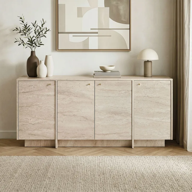 Konsollbord Nordure Varen (180 x 82 x 45 cm) Travertin - Travertin - Oppbevaring - Oppbevaringsmøbler - Sideboard & skjenk