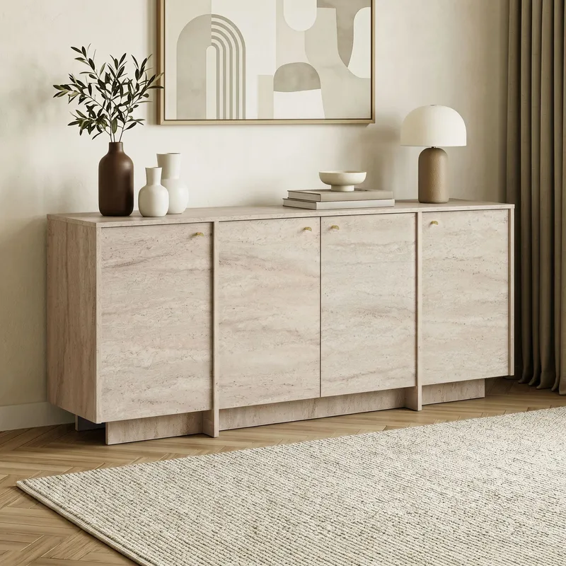 Konsollbord Nordure Varen (180 x 82 x 45 cm) Travertin - Travertin - Oppbevaring - Oppbevaringsmøbler - Sideboard & skjenk