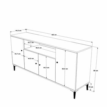 Konsollbord Skye Decor Bren (180 x 85 x 44,5 cm) valnøtt - Valnøtt - Oppbevaring - Oppbevaringsmøbler - Sideboard & skjenk
