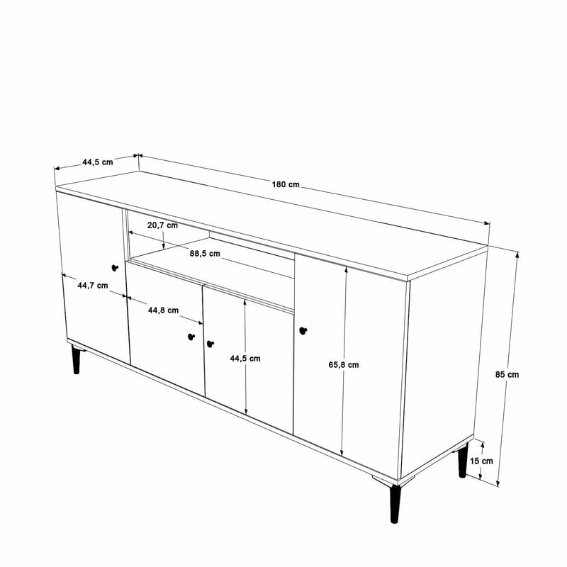 Konsollbord Skye Decor Bren (180 x 85 x 44,5 cm) valnøtt - Valnøtt - Oppbevaring - Oppbevaringsmøbler - Sideboard & skjenk