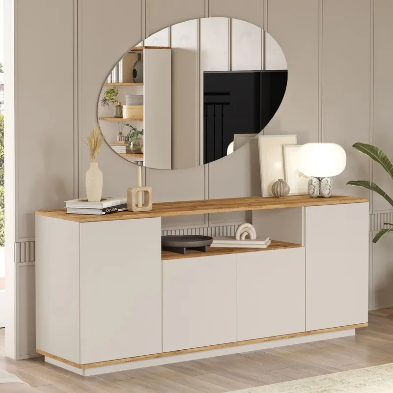 Konsollbord Skye Decor Cleo-hylle (180 x 75 x 44,5 cm) Atlantisk furu kasjmir - Atlantic Pine og Cashmere - Oppbevaring - Oppbevaringsmøbler - Sideboard & skjenk