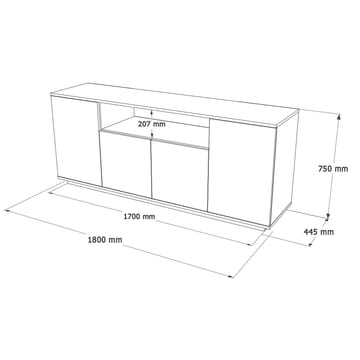 Konsollbord Skye Decor Cleo-hylle (180 x 75 x 44,5 cm) Atlantisk furu kasjmir - Atlantic Pine og Cashmere - Oppbevaring - Oppbevaringsmøbler - Sideboard & skjenk