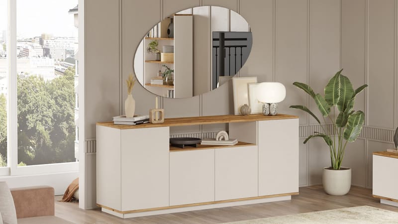 Konsollbord Skye Decor Cleo-hylle (180 x 75 x 44,5 cm) Atlantisk furu kasjmir - Atlantic Pine og Cashmere - Oppbevaring - Oppbevaringsmøbler - Sideboard & skjenk