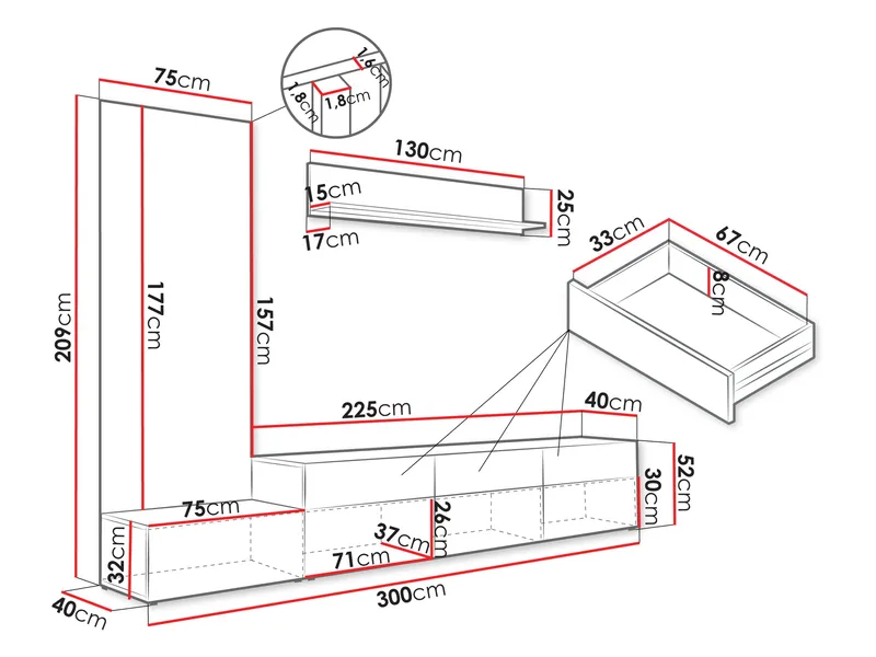 Kyrelon TV-enhet - Oppbevaring - Oppbevaringsmøbler - Møbelsett til stue