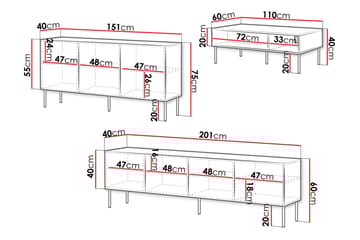 Laholm Møbelsett for Stue - Hvit - Oppbevaring - Oppbevaringsmøbler - Møbelsett til stue