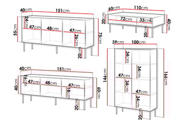 Laholm Møbelsett for Stue - Svart - Oppbevaring - Oppbevaringsmøbler - Møbelsett til stue