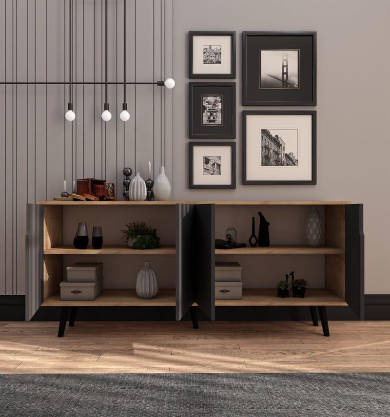 Latinara Konsollbord 180 cm - Sapphire eik/Antrasitt - Oppbevaring - Oppbevaringsmøbler - Sideboard & skjenk