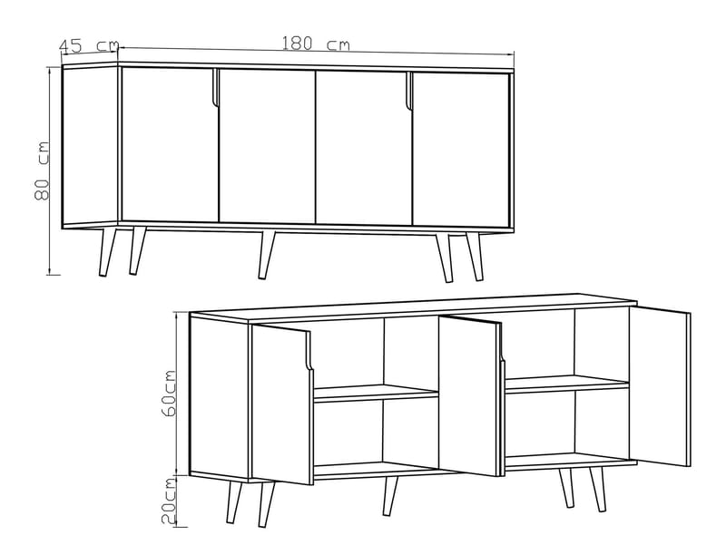 Latinara Konsollbord 180 cm - Valnøtt og hvit - Oppbevaring - Oppbevaringsmøbler - Sideboard & skjenk