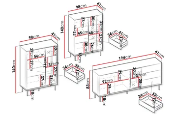 Levisa Møbelsett Til Stue - Cashmere - Oppbevaring - Oppbevaringsmøbler - Møbelsett til stue