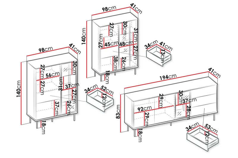 Levisa Møbelsett Til Stue - Cashmere - Oppbevaring - Oppbevaringsmøbler - Møbelsett til stue